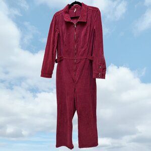 Free People Red Long Sleeve Jumpsuit